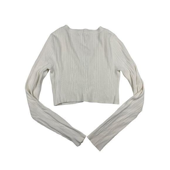 Lovers and Friends - Ribbed Crop V Neck Cardigan in Ivory - Picture 4 of 4